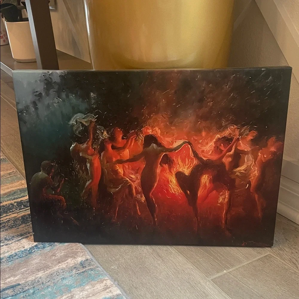 Fiery Dance Wall Art - Red and Black Canvas Print